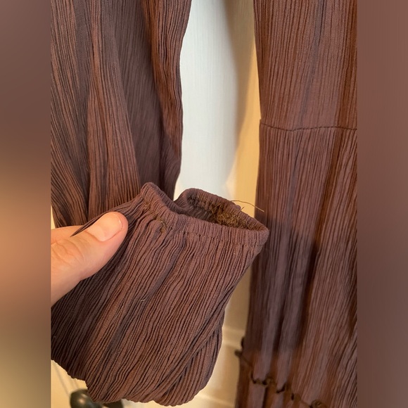 157- Brown V Neck Tiered Maxi Dress - Picture 7 of 12